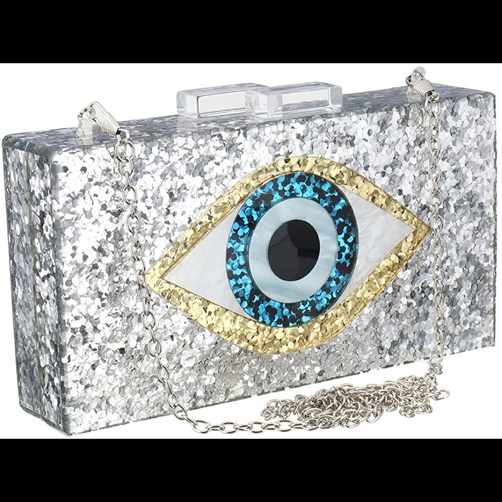 Acrylic Lucite Evil Eye Clutch Purse